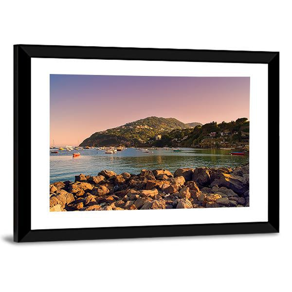 Sunset On Coast Of Ischia Island Canvas Wall Art-5 Horizontal-Gallery Wrap-22" x 12"-Tiaracle