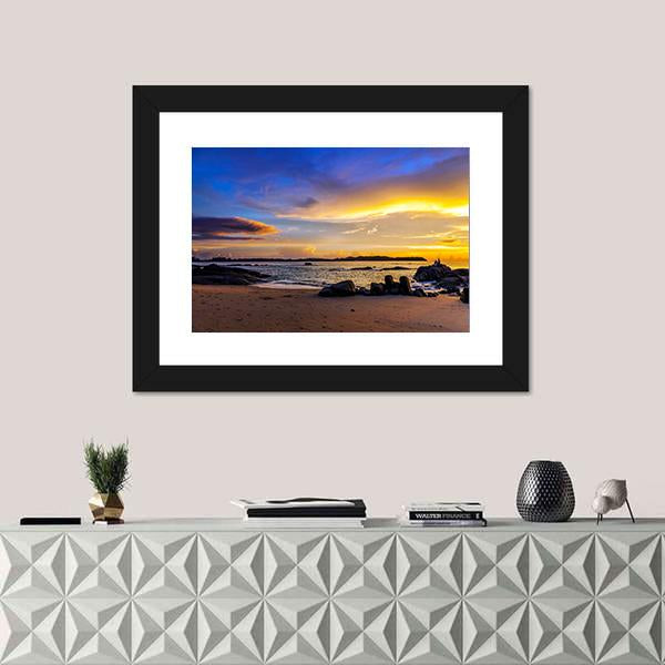 Sunset On Khao Lak Beach In Thailand Canvas Wall Art-1 Piece-Framed Print-30" x 20"-Tiaracle