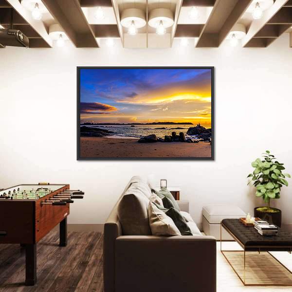 Sunset On Khao Lak Beach In Thailand Canvas Wall Art-5 Horizontal-Gallery Wrap-22" x 12"-Tiaracle