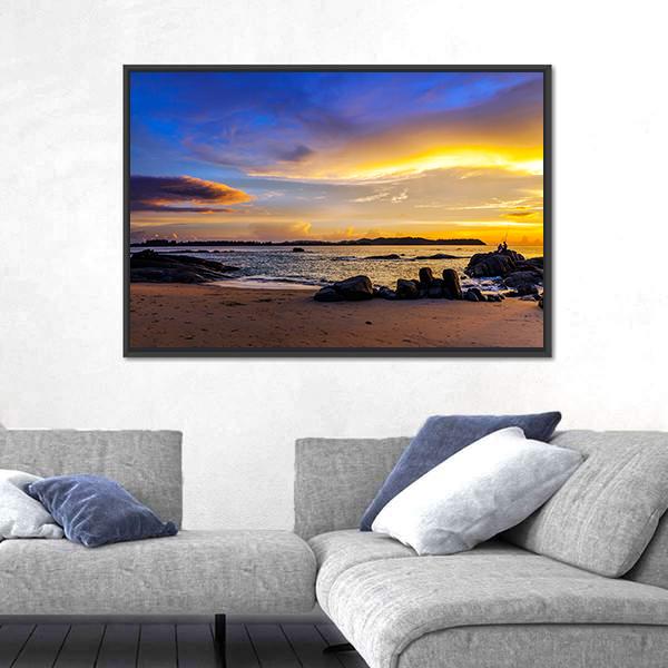 Sunset On Khao Lak Beach In Thailand Canvas Wall Art-5 Horizontal-Gallery Wrap-22" x 12"-Tiaracle