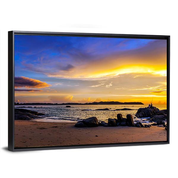 Sunset On Khao Lak Beach In Thailand Canvas Wall Art-5 Horizontal-Gallery Wrap-22" x 12"-Tiaracle