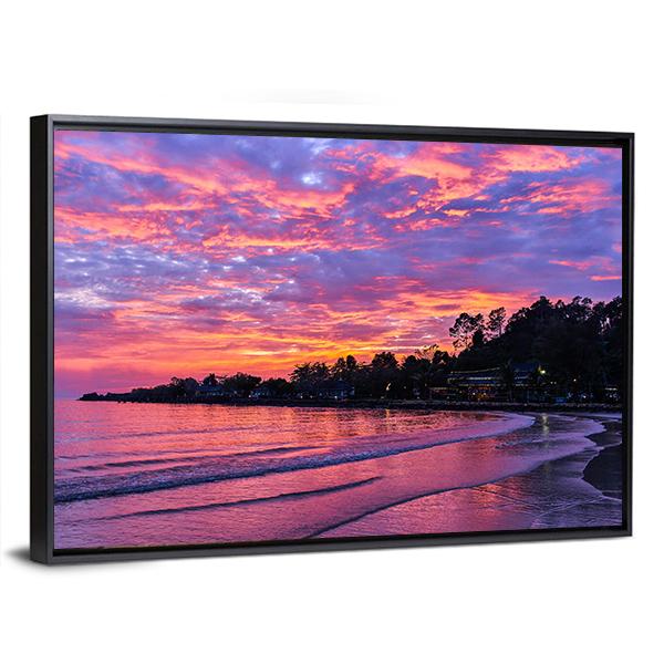Sunset On Koh Chang Island Canvas Wall Art-3 Horizontal-Gallery Wrap-25" x 16"-Tiaracle