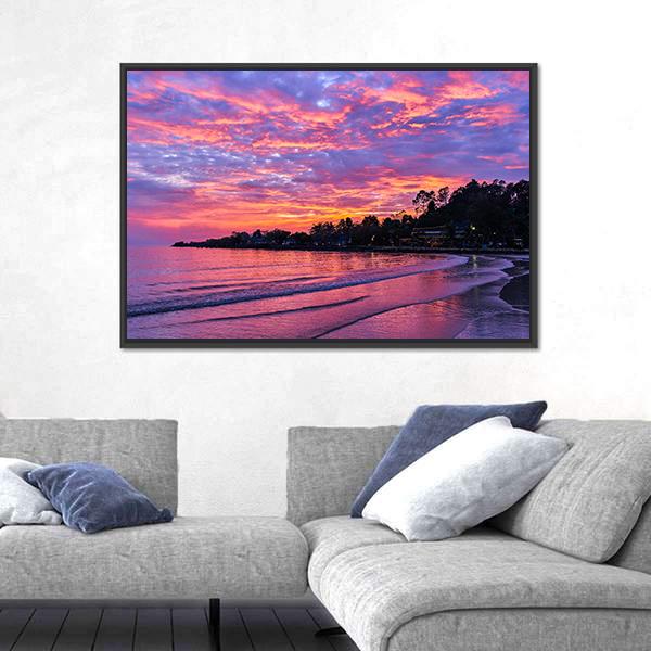 Sunset On Koh Chang Island Canvas Wall Art-3 Horizontal-Gallery Wrap-25" x 16"-Tiaracle