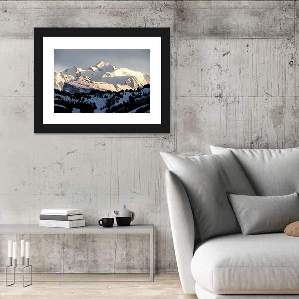 Sunset On Mont Blanc Canvas Wall Art-3 Horizontal-Gallery Wrap-25" x 16"-Tiaracle
