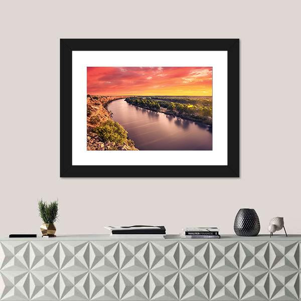Sunset On River Murray Canvas Wall Art-1 Piece-Framed Print-20" x 16"-Tiaracle