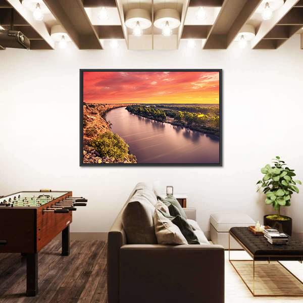 Sunset On River Murray Canvas Wall Art-5 Horizontal-Gallery Wrap-22" x 12"-Tiaracle
