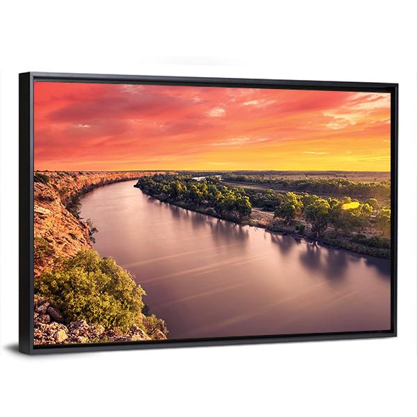 Sunset On River Murray Canvas Wall Art-5 Horizontal-Gallery Wrap-22" x 12"-Tiaracle