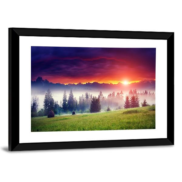 Sunset On The Hilly Place Canvas Wall Art-3 Horizontal-Gallery Wrap-25&quot; x 16&quot;-Tiaracle