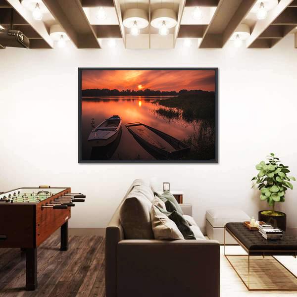 Sunset On The River Canvas Wall Art-5 Horizontal-Gallery Wrap-22" x 12"-Tiaracle