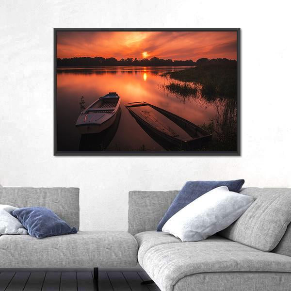 Sunset On The River Canvas Wall Art-5 Horizontal-Gallery Wrap-22" x 12"-Tiaracle
