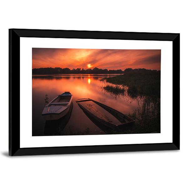 Sunset On The River Canvas Wall Art-5 Horizontal-Gallery Wrap-22" x 12"-Tiaracle