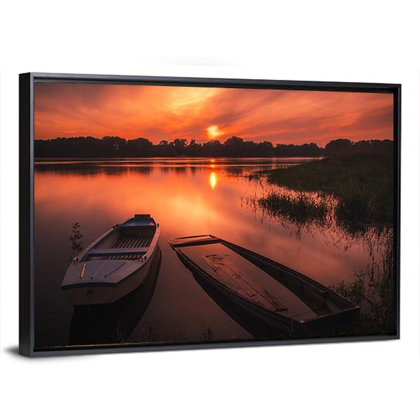 Sunset On The River Canvas Wall Art-5 Horizontal-Gallery Wrap-22" x 12"-Tiaracle