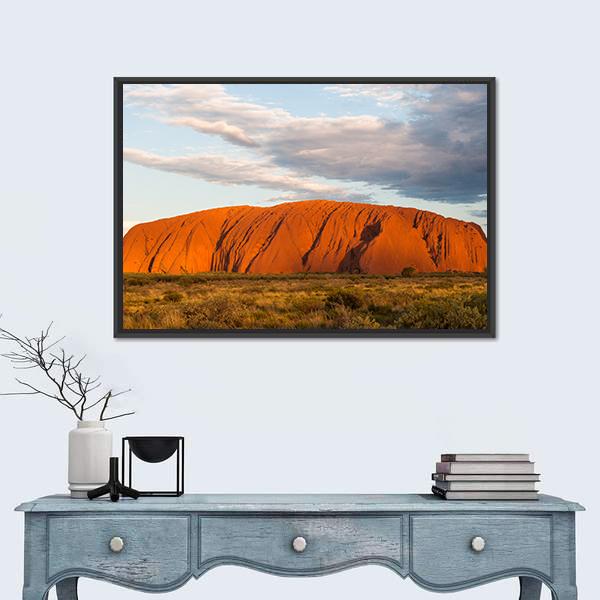 Sunset Over Ayers Rock In Australia Canvas Wall Art-1 Piece-Floating Frame-24" x 16"-Tiaracle