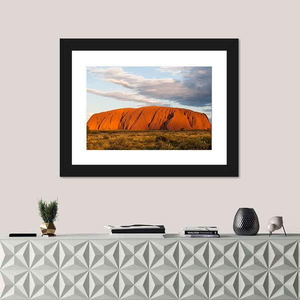 Sunset Over Ayers Rock In Australia Canvas Wall Art-1 Piece-Framed Print-20" x 16"-Tiaracle