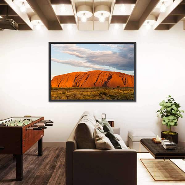 Sunset Over Ayers Rock In Australia Canvas Wall Art-5 Horizontal-Gallery Wrap-22" x 12"-Tiaracle