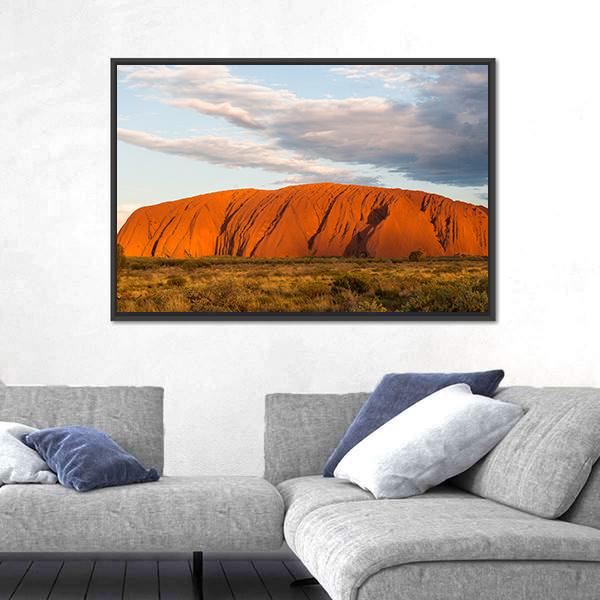 Sunset Over Ayers Rock In Australia Canvas Wall Art-5 Horizontal-Gallery Wrap-22" x 12"-Tiaracle