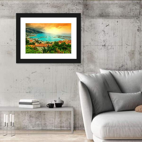 Sunset Over Azur Coast Canvas Wall Art-5 Horizontal-Gallery Wrap-22" x 12"-Tiaracle