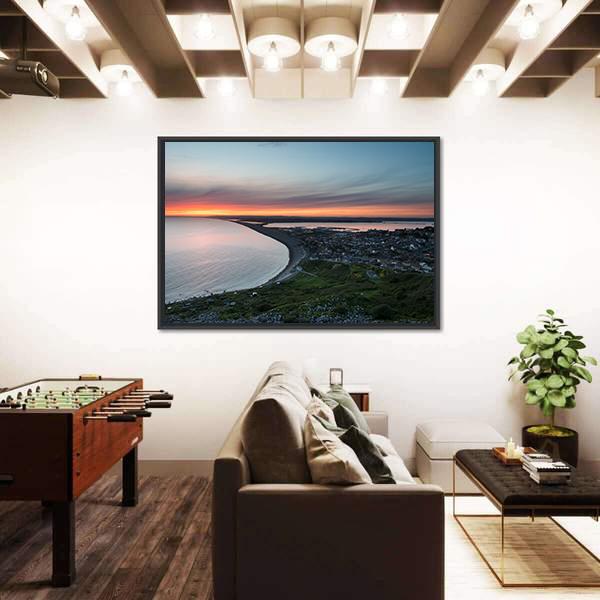 Sunset Over Chesil Beach Canvas Wall Art-3 Horizontal-Gallery Wrap-25" x 16"-Tiaracle