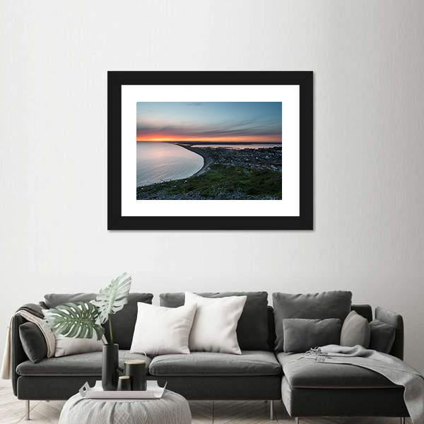 Sunset Over Chesil Beach Canvas Wall Art-3 Horizontal-Gallery Wrap-25" x 16"-Tiaracle
