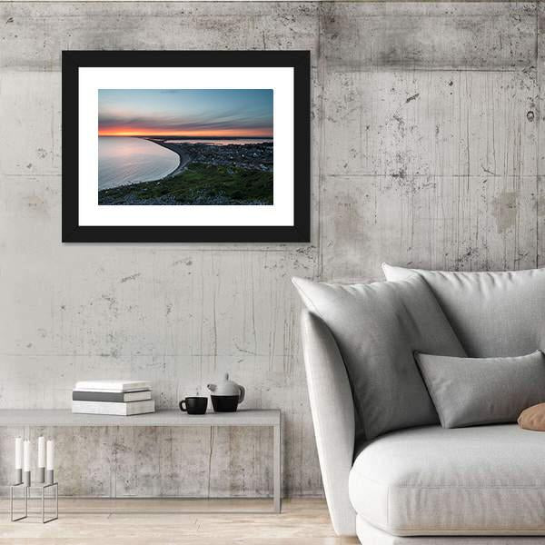 Sunset Over Chesil Beach Canvas Wall Art-3 Horizontal-Gallery Wrap-25" x 16"-Tiaracle