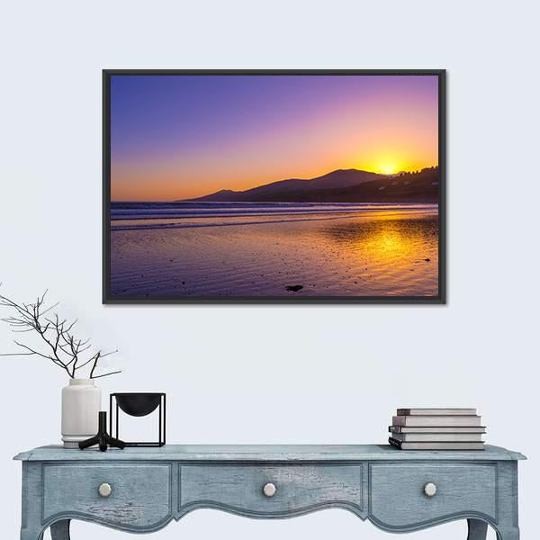 Sunset Over Inch Beach On Dingle Peninsula Canvas Wall Art-1 Piece-Floating Frame-24" x 16"-Tiaracle