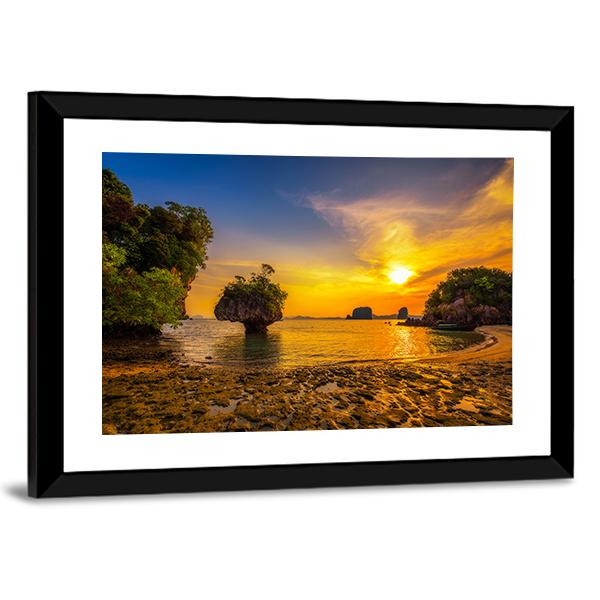 Sunset Over Ko Hong Island Canvas Wall Art-5 Horizontal-Gallery Wrap-22" x 12"-Tiaracle