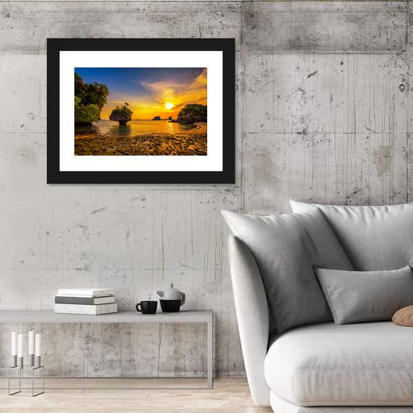 Sunset Over Ko Hong Island Canvas Wall Art-5 Horizontal-Gallery Wrap-22" x 12"-Tiaracle