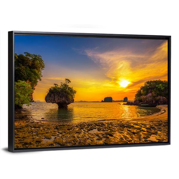 Sunset Over Ko Hong Island Canvas Wall Art-5 Horizontal-Gallery Wrap-22" x 12"-Tiaracle