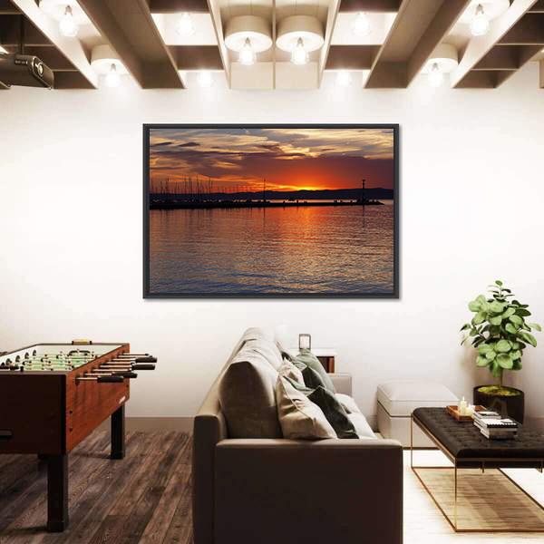 Sunset Over Lake Balaton Canvas Wall Art-3 Horizontal-Gallery Wrap-25&quot; x 16&quot;-Tiaracle