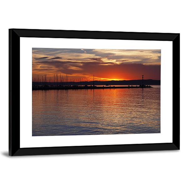Sunset Over Lake Balaton Canvas Wall Art-3 Horizontal-Gallery Wrap-25" x 16"-Tiaracle