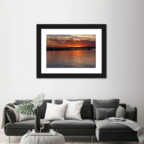 Sunset Over Lake Balaton Canvas Wall Art-5 Horizontal-Gallery Wrap-22" x 12"-Tiaracle