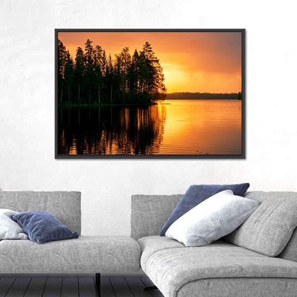 Sunset Over Lake Finland Canvas Wall Art-5 Horizontal-Gallery Wrap-22" x 12"-Tiaracle