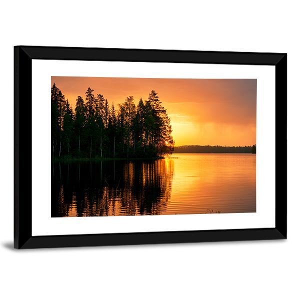 Sunset Over Lake Finland Canvas Wall Art-5 Horizontal-Gallery Wrap-22" x 12"-Tiaracle