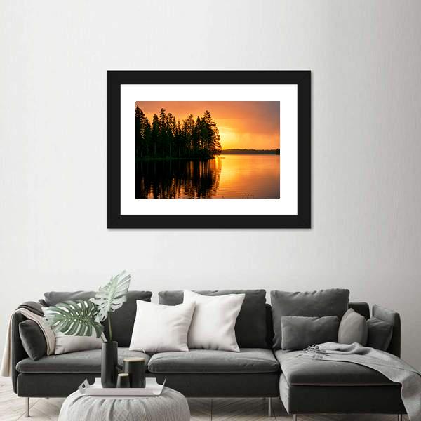 Sunset Over Lake Finland Canvas Wall Art-5 Horizontal-Gallery Wrap-22" x 12"-Tiaracle