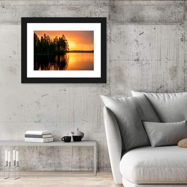 Sunset Over Lake Finland Canvas Wall Art-5 Horizontal-Gallery Wrap-22" x 12"-Tiaracle