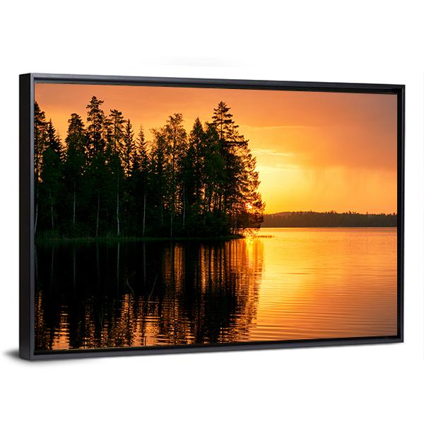 Sunset Over Lake Finland Canvas Wall Art-5 Horizontal-Gallery Wrap-22" x 12"-Tiaracle