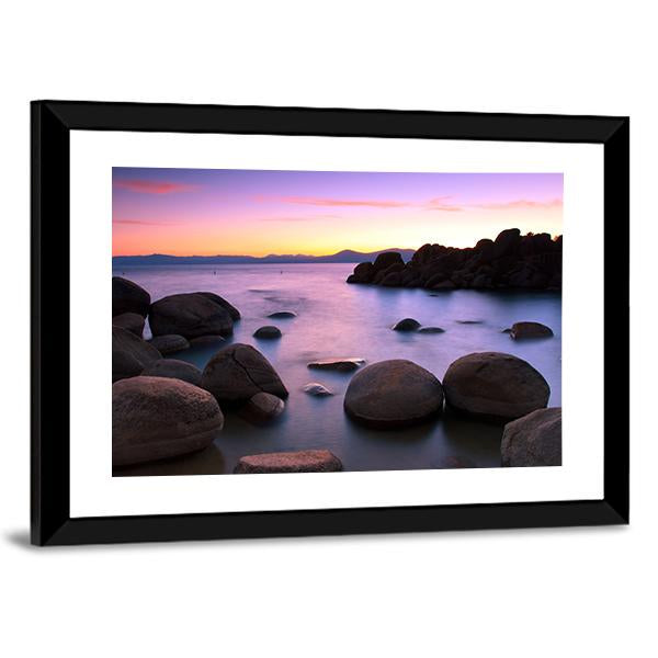 Sunset Over Lake Tahoe Canvas Wall Art-5 Horizontal-Gallery Wrap-22" x 12"-Tiaracle