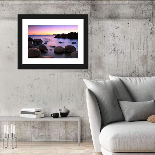Sunset Over Lake Tahoe Canvas Wall Art-5 Horizontal-Gallery Wrap-22" x 12"-Tiaracle