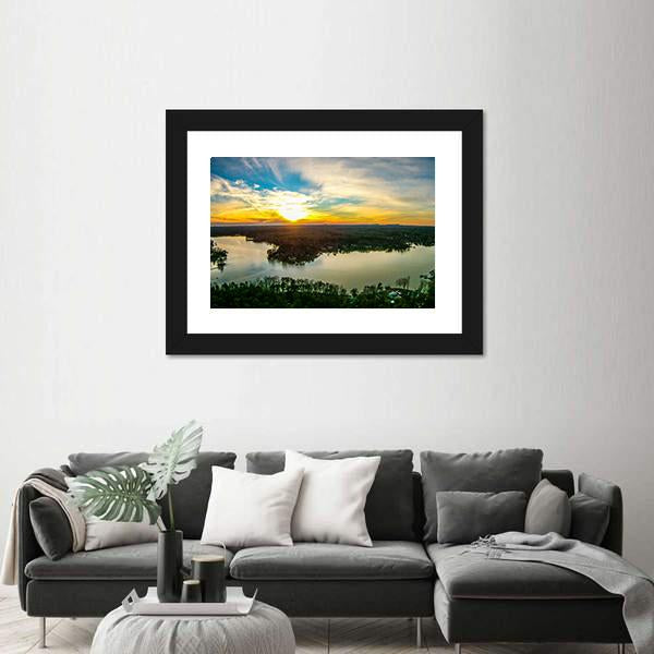 Sunset Over Lake Wwylie In South Carolina Canvas Wall Art-5 Horizontal-Gallery Wrap-22" x 12"-Tiaracle