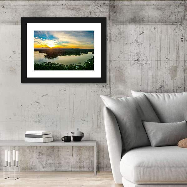 Sunset Over Lake Wwylie In South Carolina Canvas Wall Art-5 Horizontal-Gallery Wrap-22" x 12"-Tiaracle