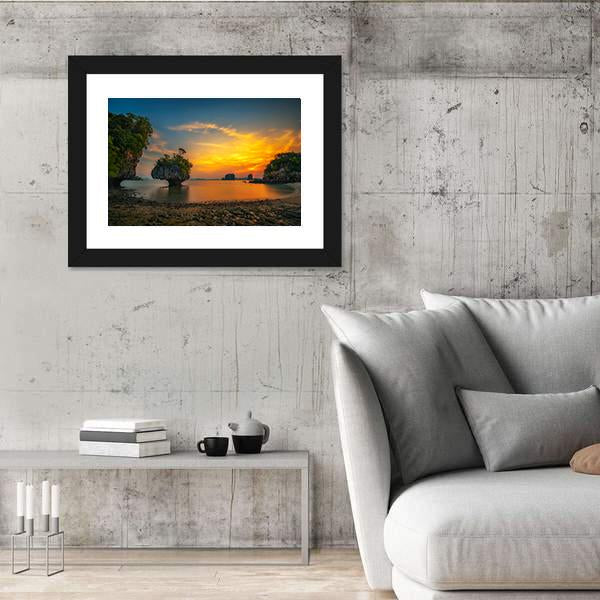 Sunset Over Laopilae Archipelago Around Ko Hong Island Canvas Wall Art-5 Horizontal-Gallery Wrap-22" x 12"-Tiaracle