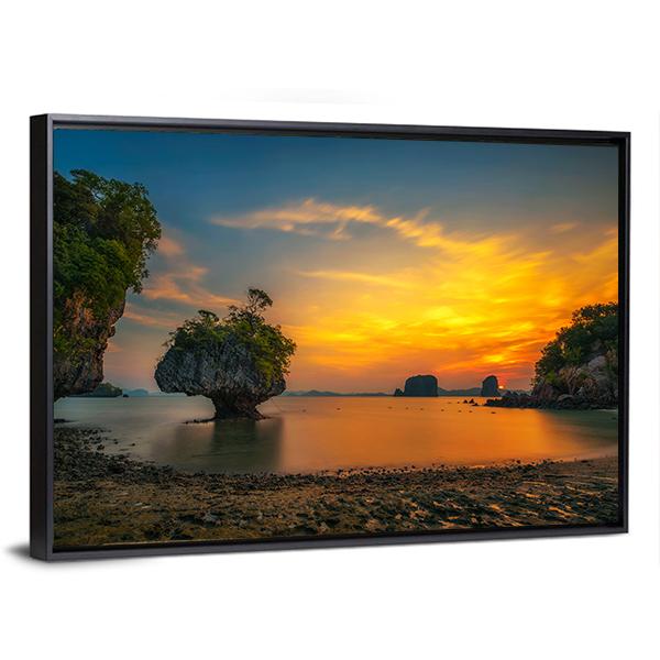 Sunset Over Laopilae Archipelago Around Ko Hong Island Canvas Wall Art-5 Horizontal-Gallery Wrap-22" x 12"-Tiaracle