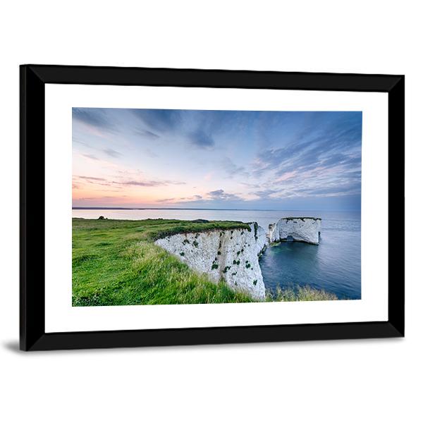 Sunset Over Old Harry Rocks Canvas Wall Art-5 Horizontal-Gallery Wrap-22" x 12"-Tiaracle