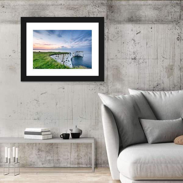 Sunset Over Old Harry Rocks Canvas Wall Art-5 Horizontal-Gallery Wrap-22" x 12"-Tiaracle