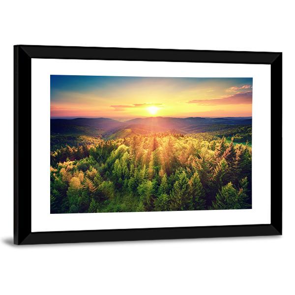 Sunset Over The Forest Hills Canvas Wall Art-5 Horizontal-Gallery Wrap-22&quot; x 12&quot;-Tiaracle