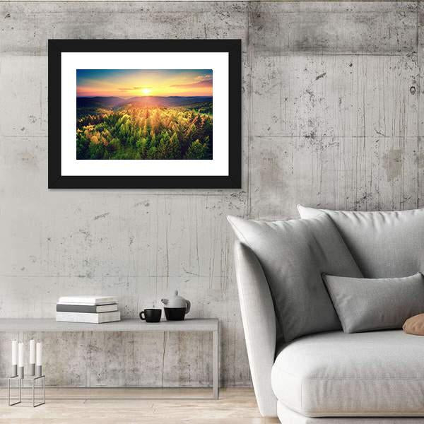 Sunset Over The Forest Hills Canvas Wall Art-5 Horizontal-Gallery Wrap-22&quot; x 12&quot;-Tiaracle
