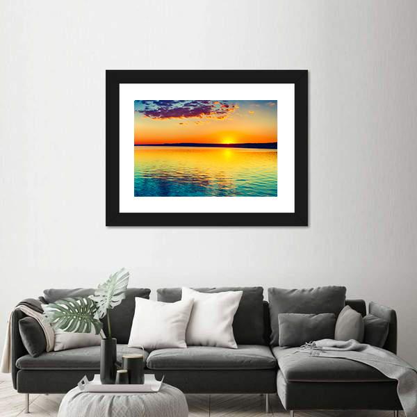 Sunset Over The Lake In Russia Canvas Wall Art-3 Horizontal-Gallery Wrap-25" x 16"-Tiaracle