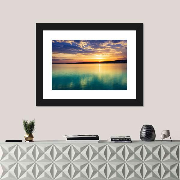 Sunset Over The River In Russia Canvas Wall Art-1 Piece-Framed Print-20" x 16"-Tiaracle