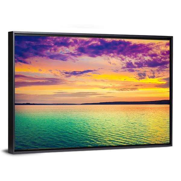 Sunset Over The River Canvas Wall Art-3 Horizontal-Gallery Wrap-25" x 16"-Tiaracle