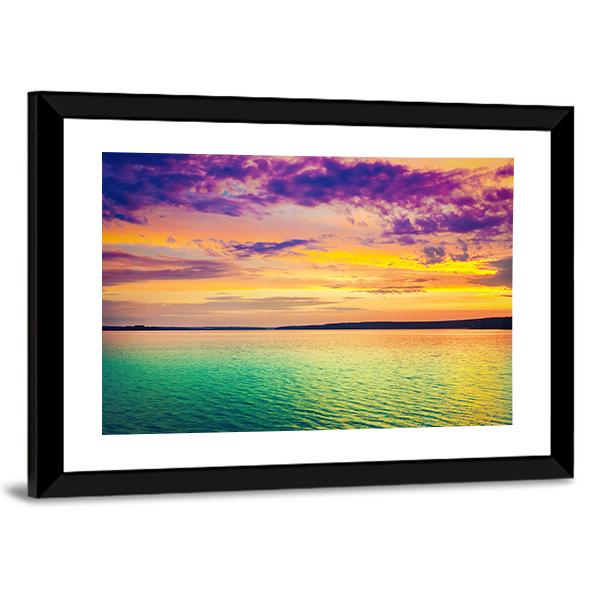 Sunset Over The River Canvas Wall Art-3 Horizontal-Gallery Wrap-25" x 16"-Tiaracle